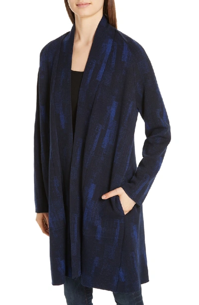 Shop Eileen Fisher Print Wool Blend Jacket In Midnight