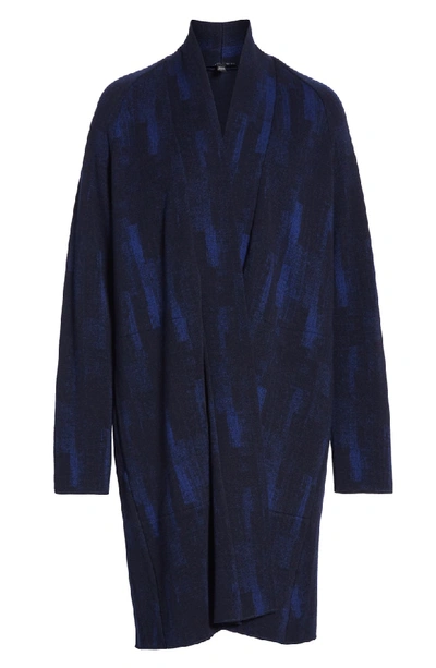 Shop Eileen Fisher Print Wool Blend Jacket In Midnight