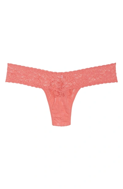 Shop Hanky Panky Signature Lace Low Rise Thong In Peachy Keen
