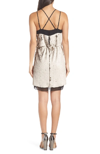 Shop Adelyn Rae Leila Sequin Strappy Back Dress In Cream-black