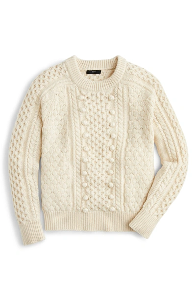 Shop Jcrew Popcorn Cable Knit Sweater In Natural