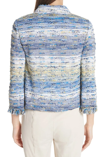 Shop St John Chelsea Tweed Knit Jacket In Cornflower Multi