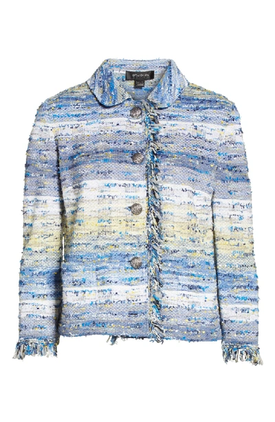 Shop St John Chelsea Tweed Knit Jacket In Cornflower Multi