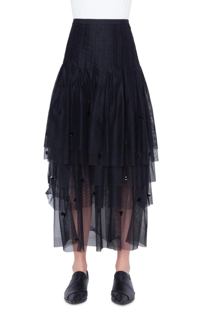 Shop Akris Punto 3d Sequin Tulle Maxi Skirt In Nero