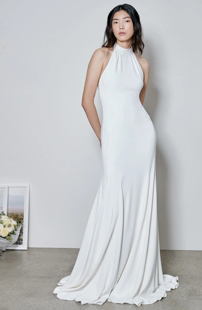 Shop Stella Mccartney F18 Magnolia Halter Wedding Dress In White