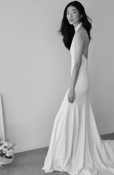 Shop Stella Mccartney F18 Magnolia Halter Wedding Dress In White
