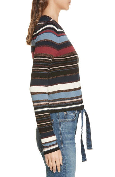 Shop Veronica Beard Palmas Metallic Stripe Sweater In Navy Multi