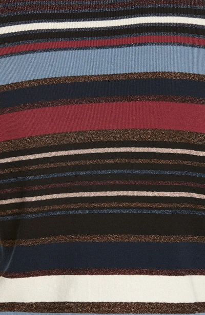 Shop Veronica Beard Palmas Metallic Stripe Sweater In Navy Multi