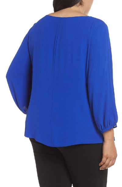 Shop Eileen Fisher Split Sleeve Silk Top In Royal