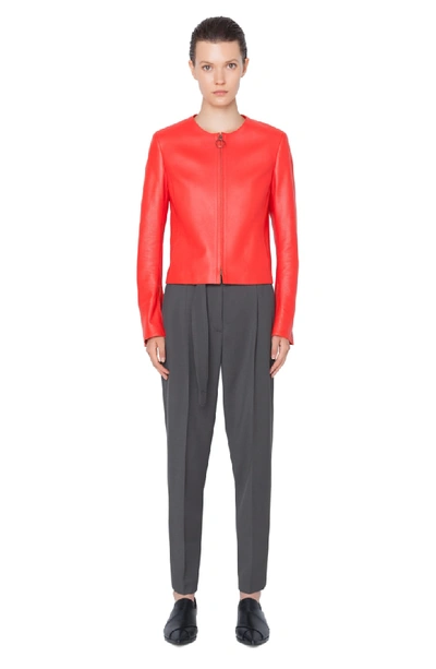 Shop Akris Punto Perforated Leather Jacket In Rosso Forte