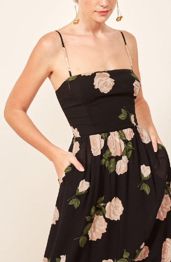 reformation rosehip fit & flare dress