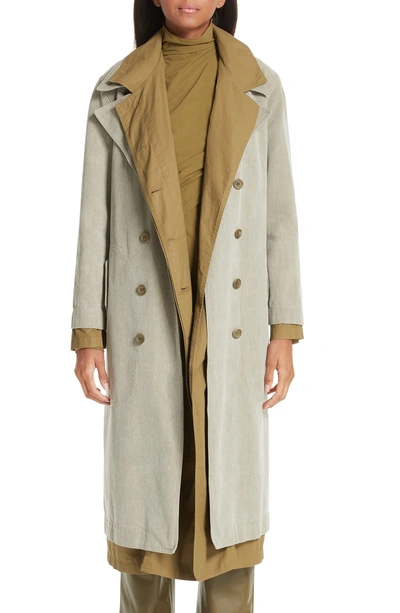 Shop Sies Marjan Devin Layered Cotton Canvas Trench Coat In Olive