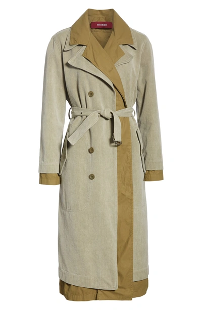 Shop Sies Marjan Devin Layered Cotton Canvas Trench Coat In Olive