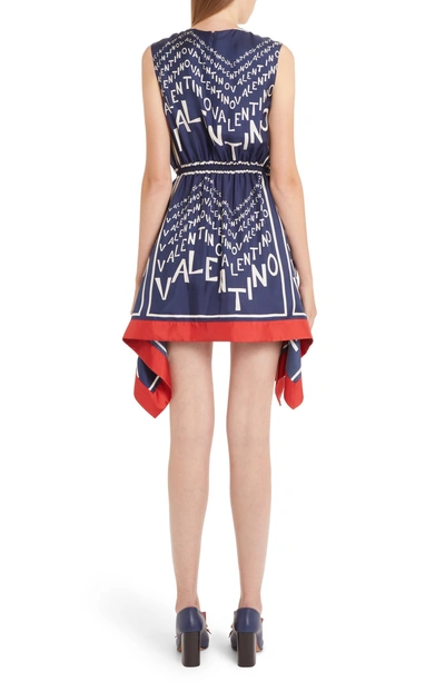 Shop Valentino Puzzle Print Silk Twill Dress In Almond/ Pure Blue