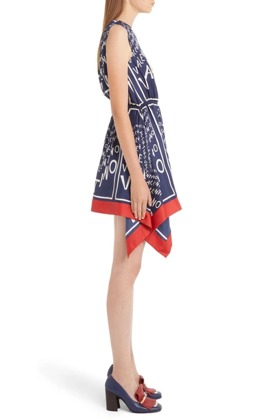 Shop Valentino Puzzle Print Silk Twill Dress In Almond/ Pure Blue