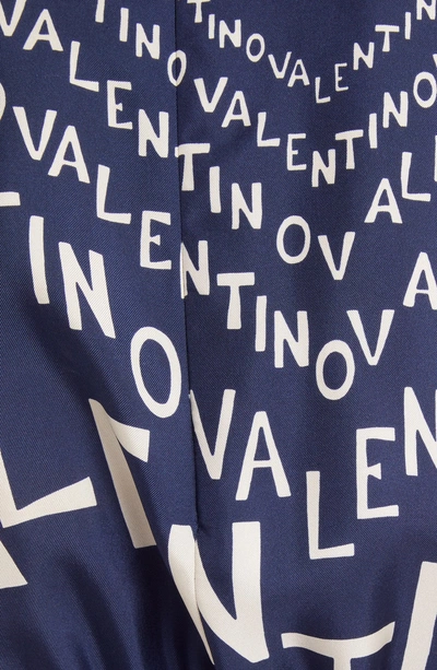 Shop Valentino Puzzle Print Silk Twill Dress In Almond/ Pure Blue