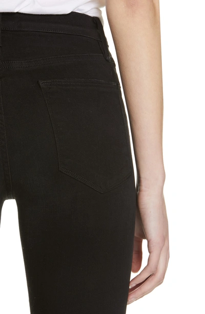Shop Frame Le High Shredded Curved Hem Skinny Jeans In Blackfish