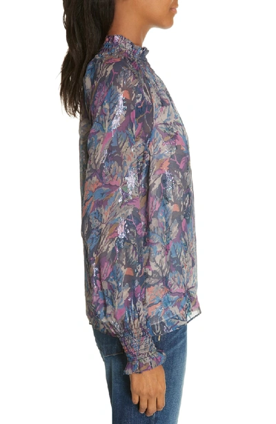 Shop Rebecca Taylor Givery Fleur Metallic Silk Top In Amethyst Combo