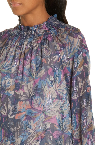 Shop Rebecca Taylor Givery Fleur Metallic Silk Top In Amethyst Combo