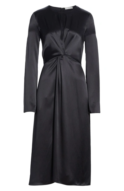 Shop Vince Front And Back Twist Silk Dress In Black