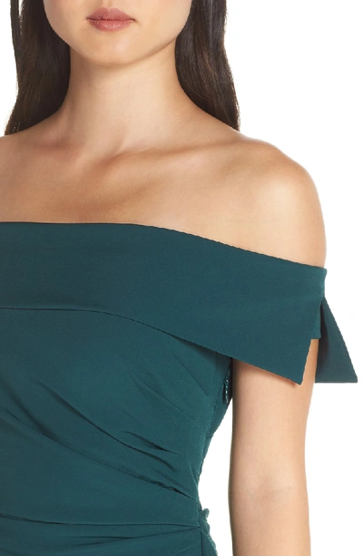 Shop Vince Camuto Off The Shoulder Crepe Gown In Hunter