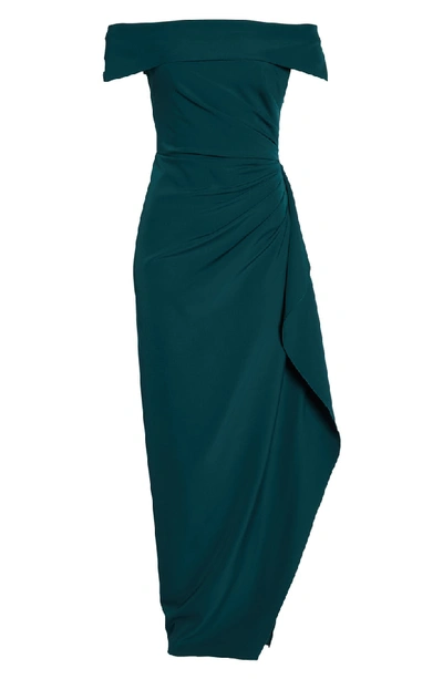 Shop Vince Camuto Off The Shoulder Crepe Gown In Hunter