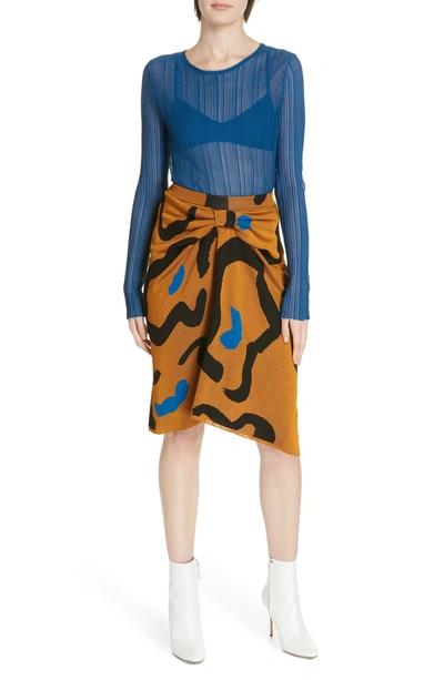 Shop Christian Wijnants Kazu Leopard Jacquard Skirt In Big Leo Rust/ Black