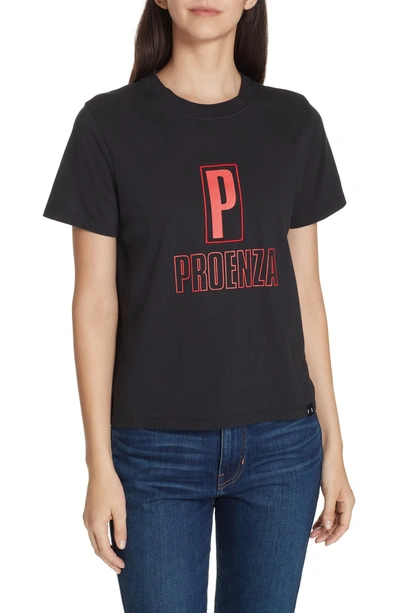 Shop Proenza Schouler Pswl Logo Graphic Baby Tee In Black/ Red Ps Rectangle