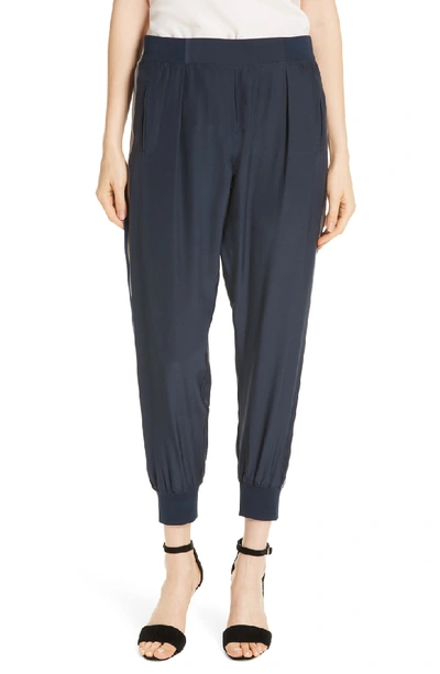 Shop Atm Anthony Thomas Melillo Side Stripe Silk Pants In Midnight