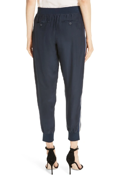 Shop Atm Anthony Thomas Melillo Side Stripe Silk Pants In Midnight