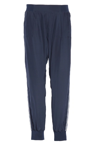 Shop Atm Anthony Thomas Melillo Side Stripe Silk Pants In Midnight