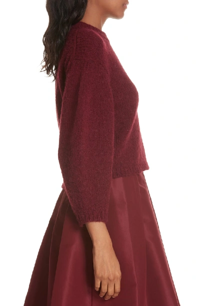 Shop Tibi Cozette Alpaca & Wool Blend Crop Sweater In Dark Currant