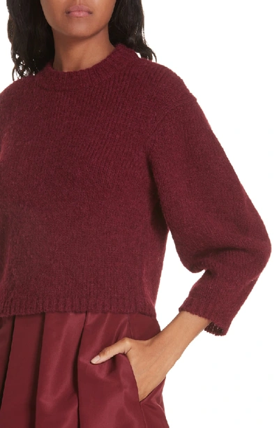Shop Tibi Cozette Alpaca & Wool Blend Crop Sweater In Dark Currant