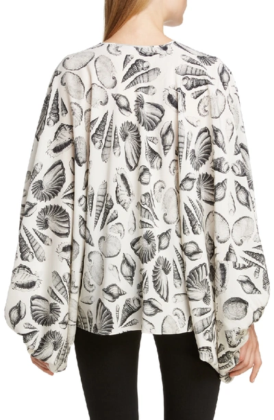 Shop Alexander Mcqueen Shell Print Silk Blouse In Ivory Black