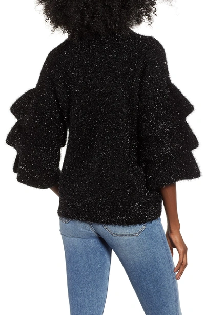 Shop Endless Rose Tiered Sleeve Sweater In Black