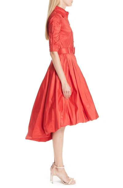 Shop Oscar De La Renta Bubble Hem Silk Dress In Scl-scarlet