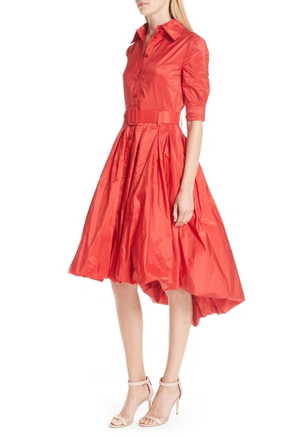 Shop Oscar De La Renta Bubble Hem Silk Dress In Scl-scarlet