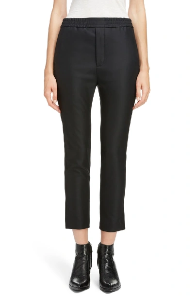 Shop Saint Laurent Wool & Mohair Tuxedo Stripe Track Pants In Noir