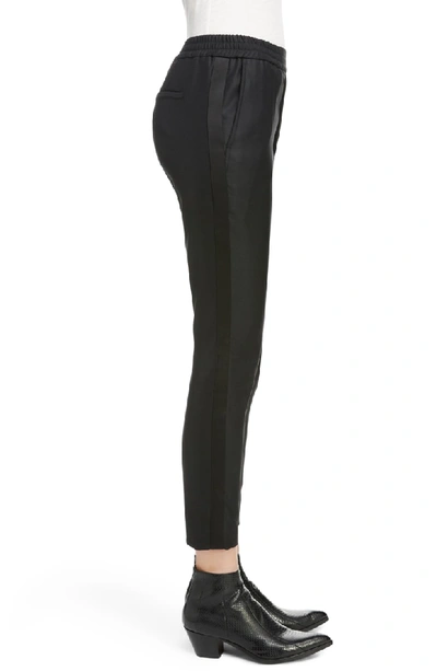 Shop Saint Laurent Wool & Mohair Tuxedo Stripe Track Pants In Noir