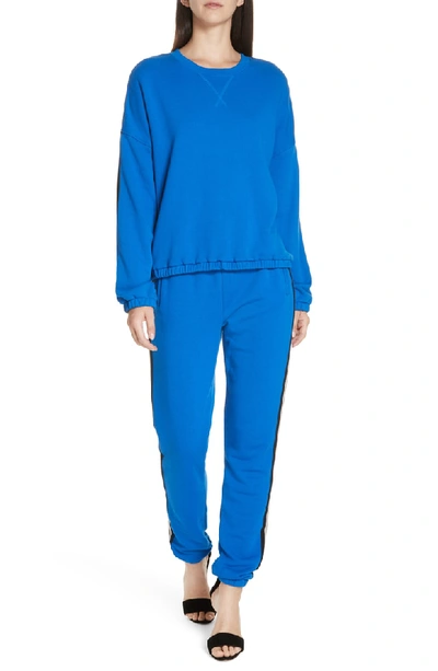 Shop Atm Anthony Thomas Melillo Side Stripe French Terry Sweatshirt In Cobalt