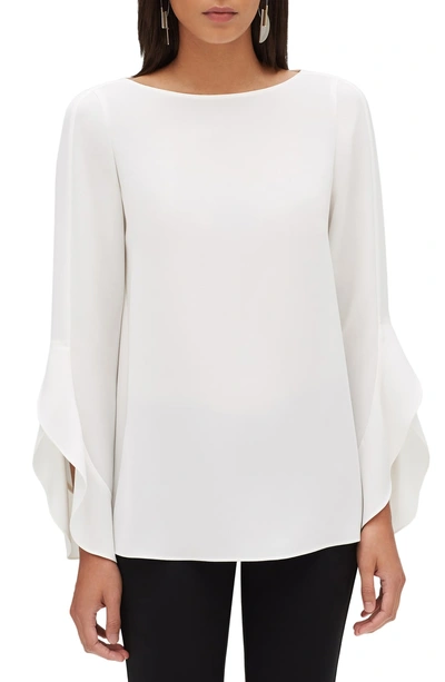 Shop Lafayette 148 Emory Finesse Crepe Blouse In Cloud