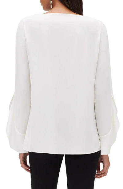 Shop Lafayette 148 Emory Finesse Crepe Blouse In Cloud