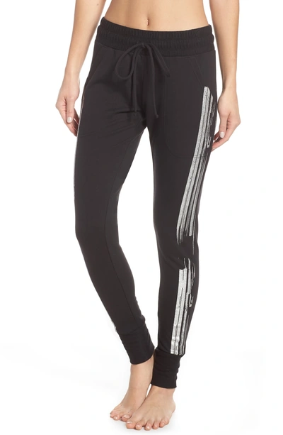 Shop Free People Fp Movement Sunny Skinny Sweat Jogger Pants In Black/ Silver