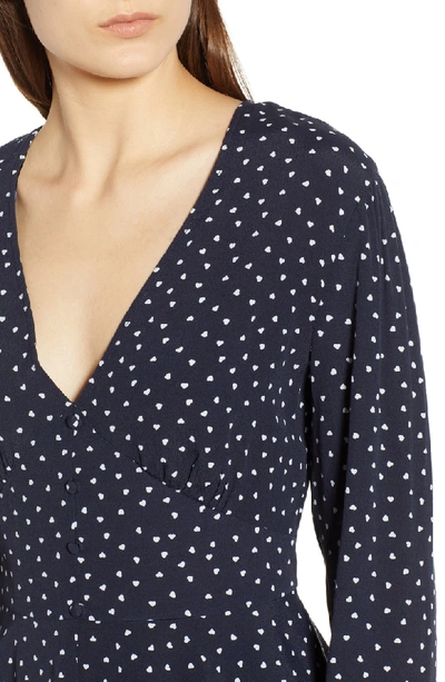 Shop The Fifth Label Amore Heart Print Peplum Top In Navy/ White Heart