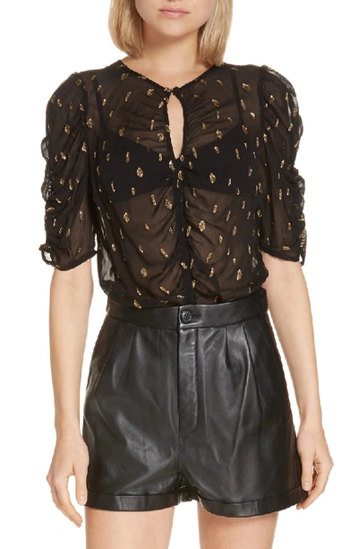 Shop Frame Fil Coupe Ruched Blouse In Noir