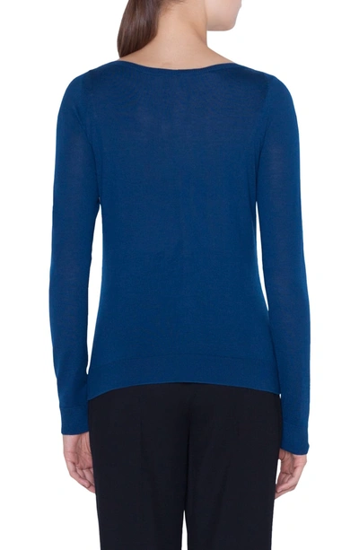 Shop Akris Punto Studded Knit Top In Blu Mare