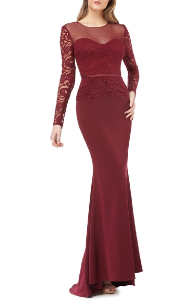 Shop Js Collections Lace Gown In Cabernet