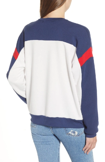 Shop Project Social T Rewind Colorblock Sweatshirt In Ivory/ Navy/ Red