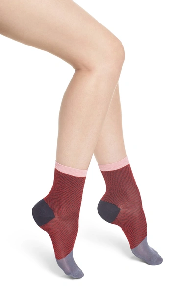 Shop Hysteria By Happy Socks Jill Ankle Socks In Dark Red
