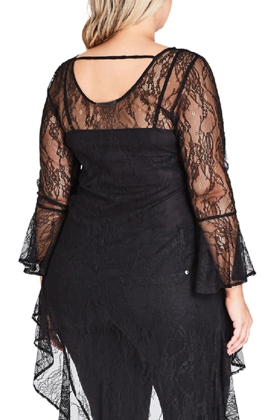 Shop City Chic Sheer Lace Top In Black
